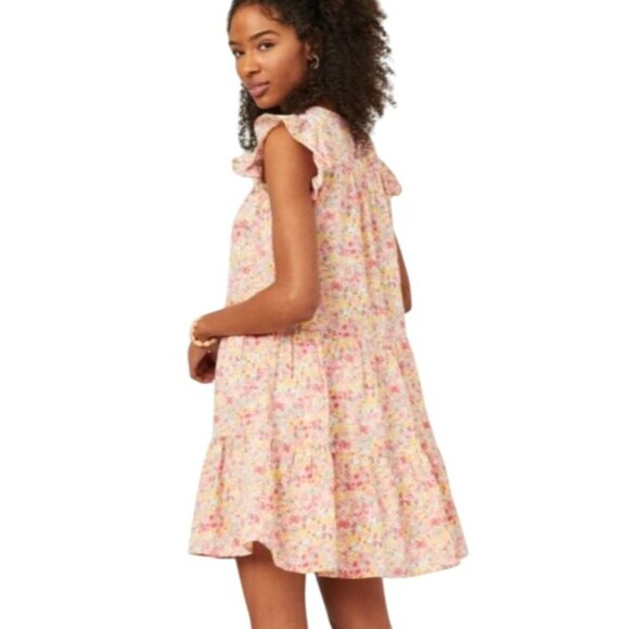 Hayden Los Angeles Floral Ruffle Sleeve Tiered Dress Pink Multi Size S - Picture 8 of 13